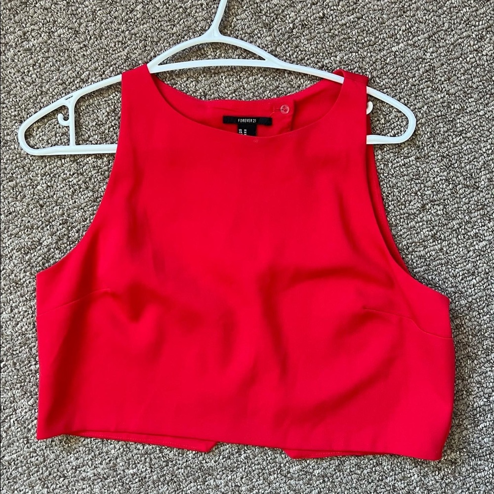 Red slit back blouse